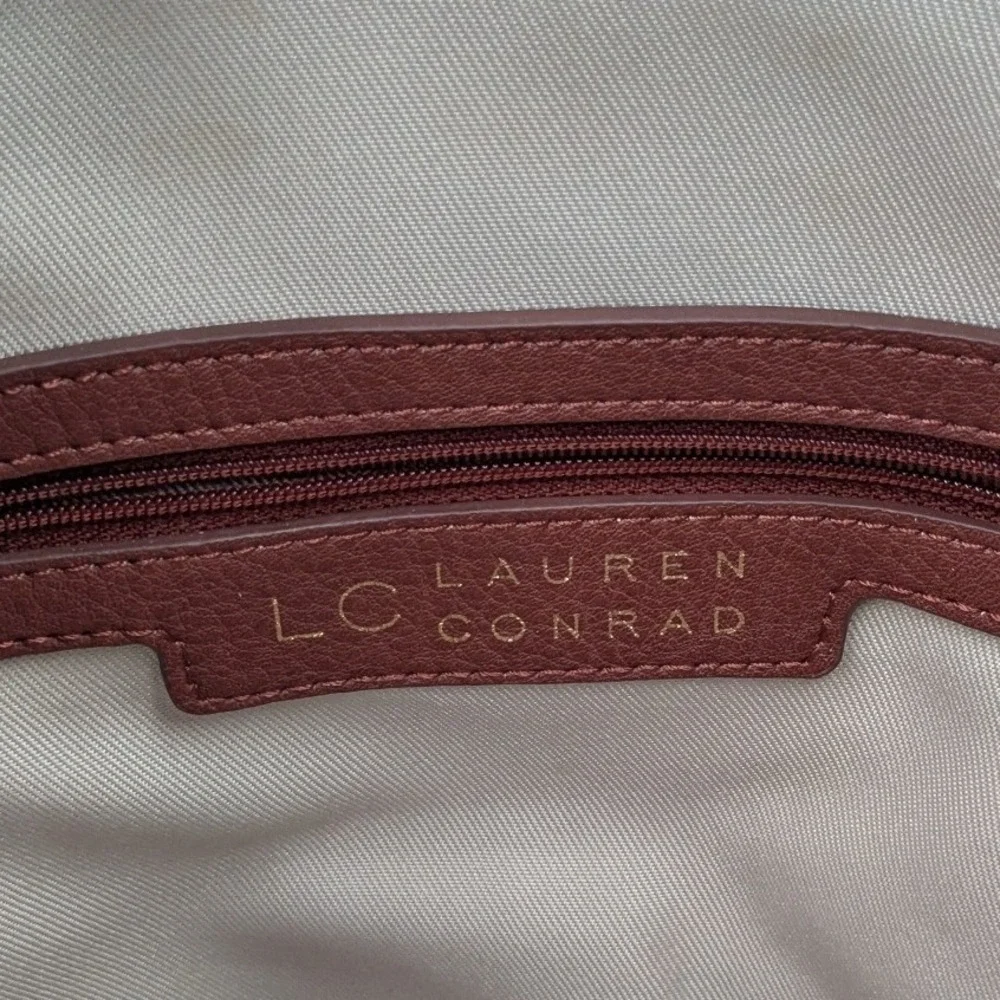 Lauren Conrad Vegan Leather Heart Charm Backpack‎ Burgundy Feminine Romantic